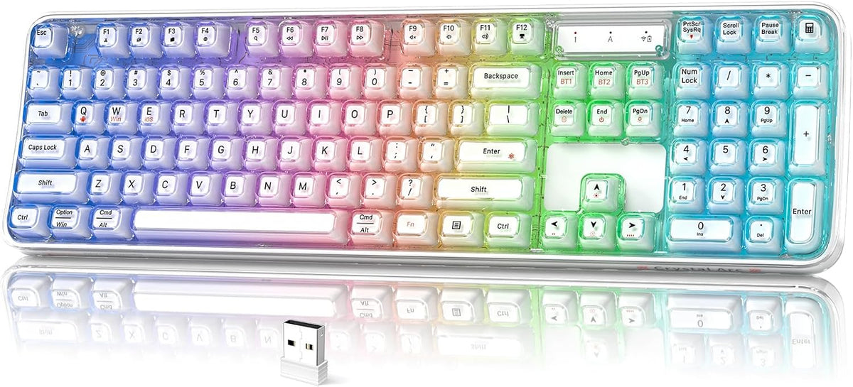 MOFII Wireless Computer Keyboard with RGB Backlit, Tri-Mode Bluetooth 5.0/USB-C/2.4GHz Gaming Keyboard, Full Size Layout, Ergonomic Curved Design for Windows Mac PC Gamers & Office