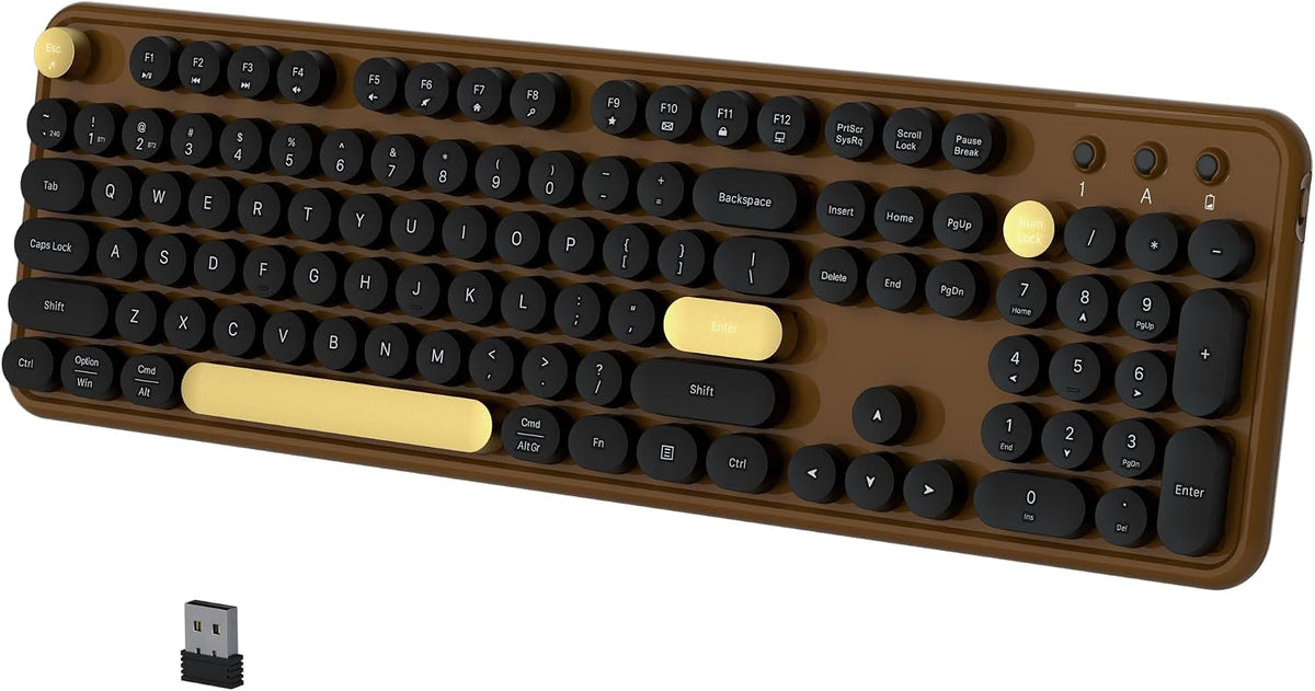 Colorful Wireless Bluetooth Keyboard (Black-Brown)