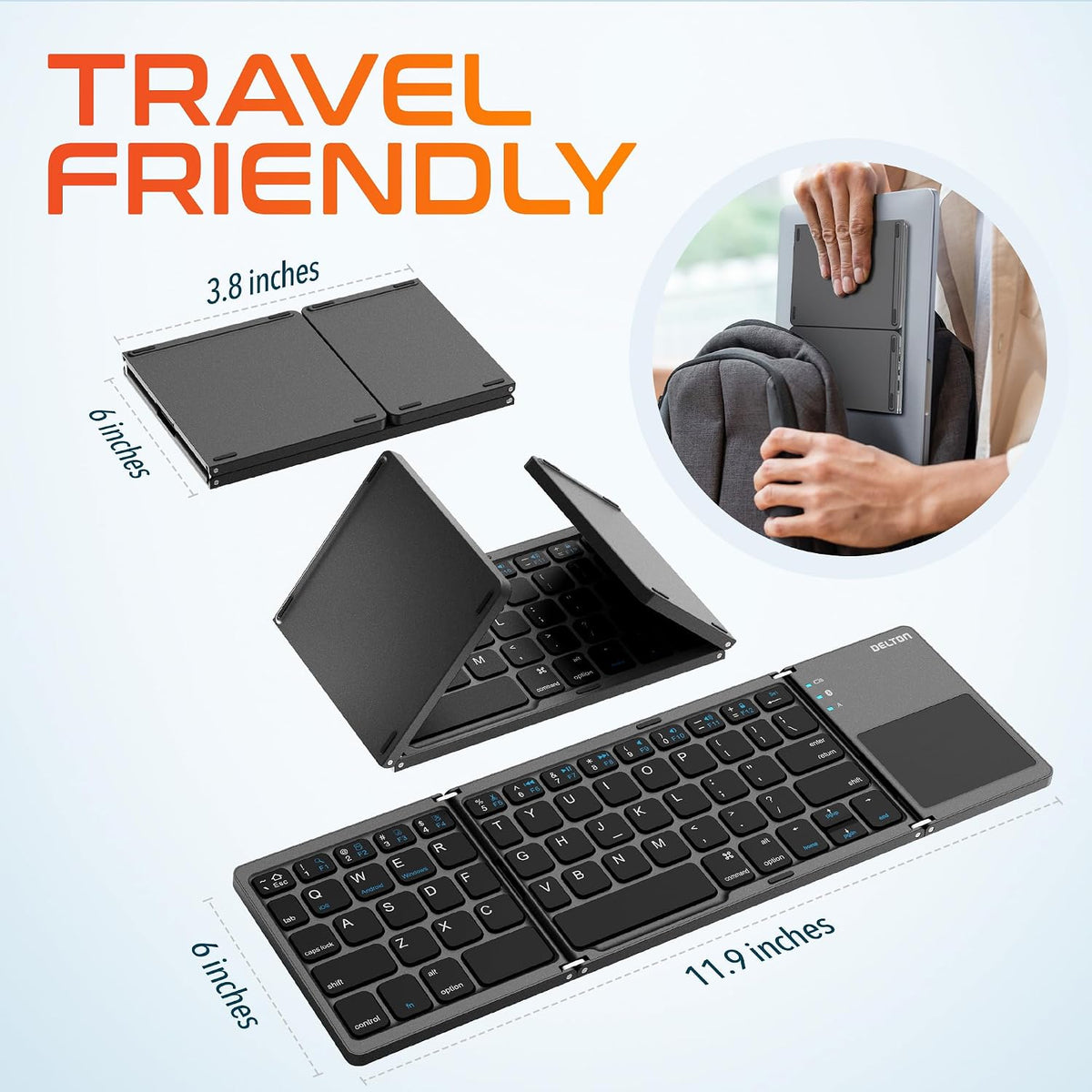 Delton F75 Folding Bluetooth Wireless Keyboard Sensitive Touchpad