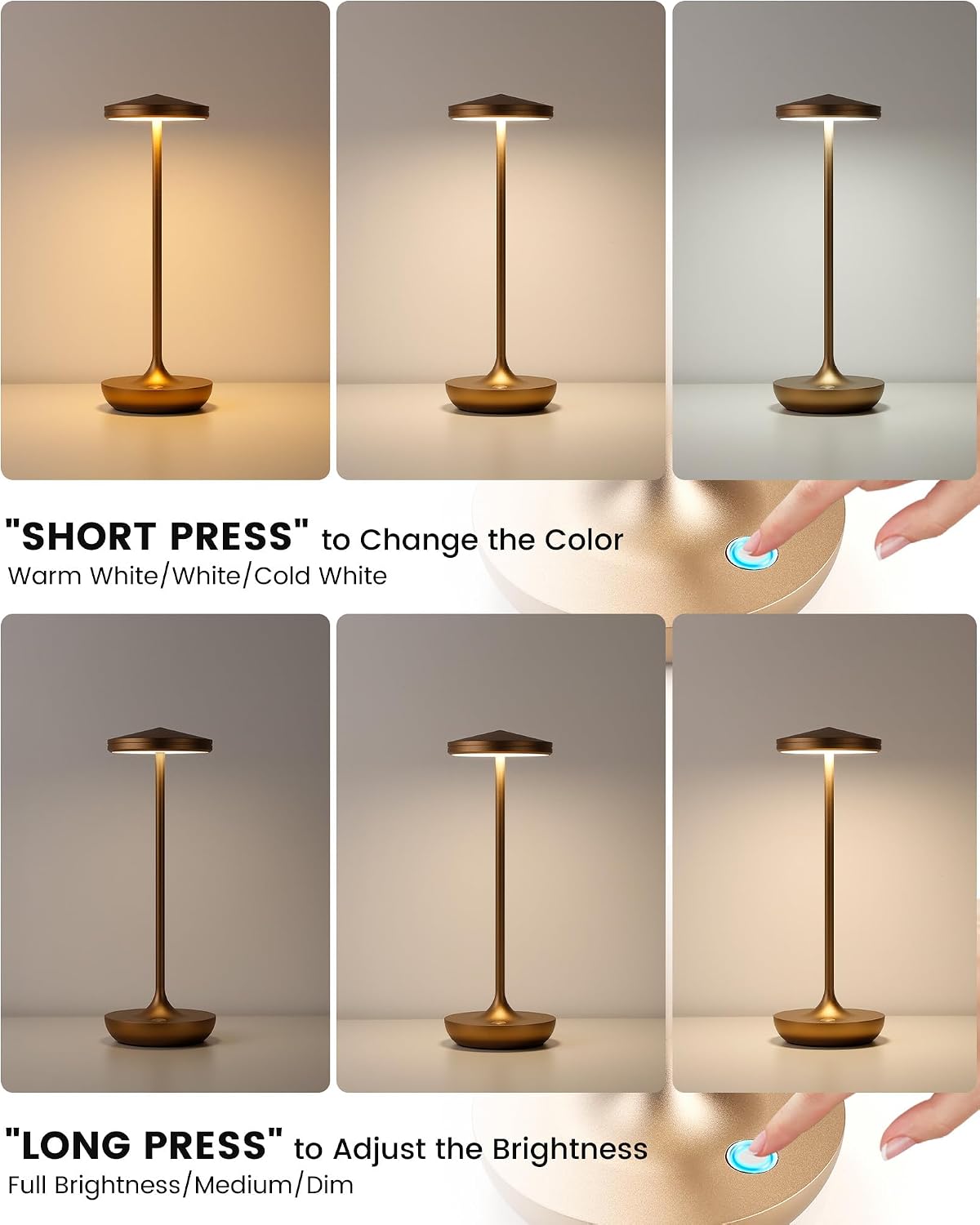 2pack LED Cordless Table Lamp Rechargeable (2pack Titanium)