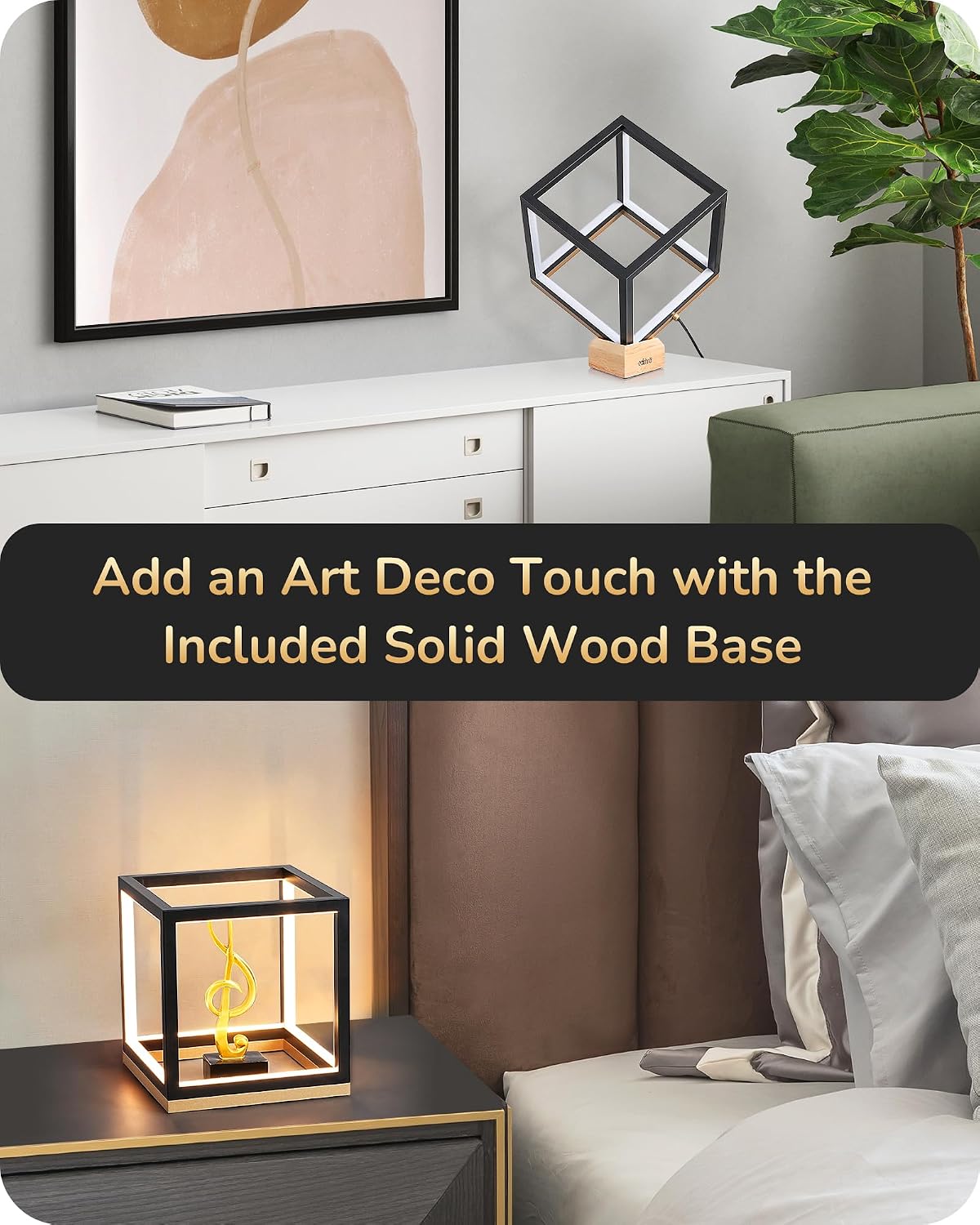 EDISHINE Modern LED Table Lamp, Minimalist Bedside Lamp for Living Room