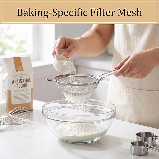 4PCS Fine Mesh Strainer Set, Stainless Steel Kitchen Sieve