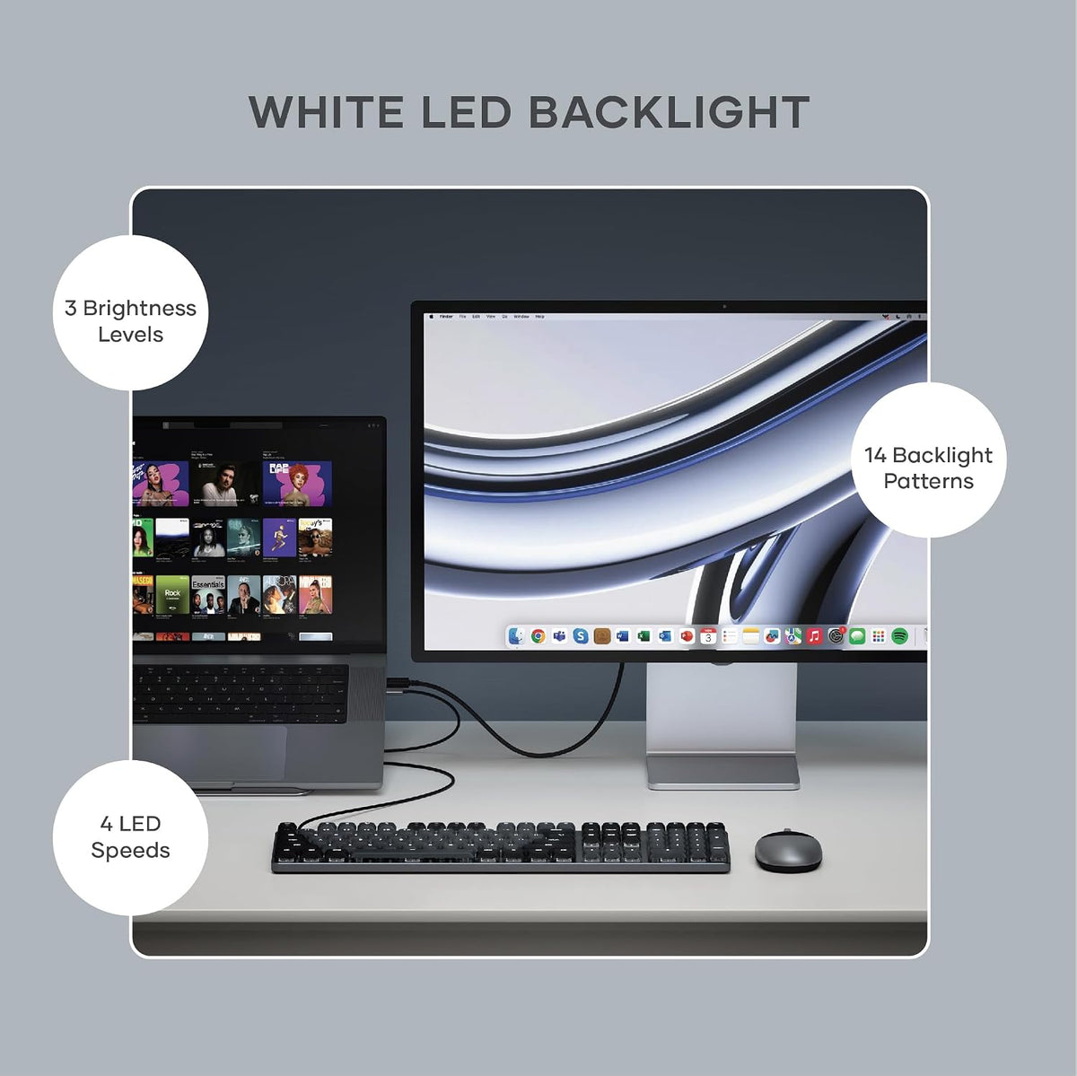Satechi SM3 Mechanical Keyboard, White LED Backlit, Dark Gray/Gray