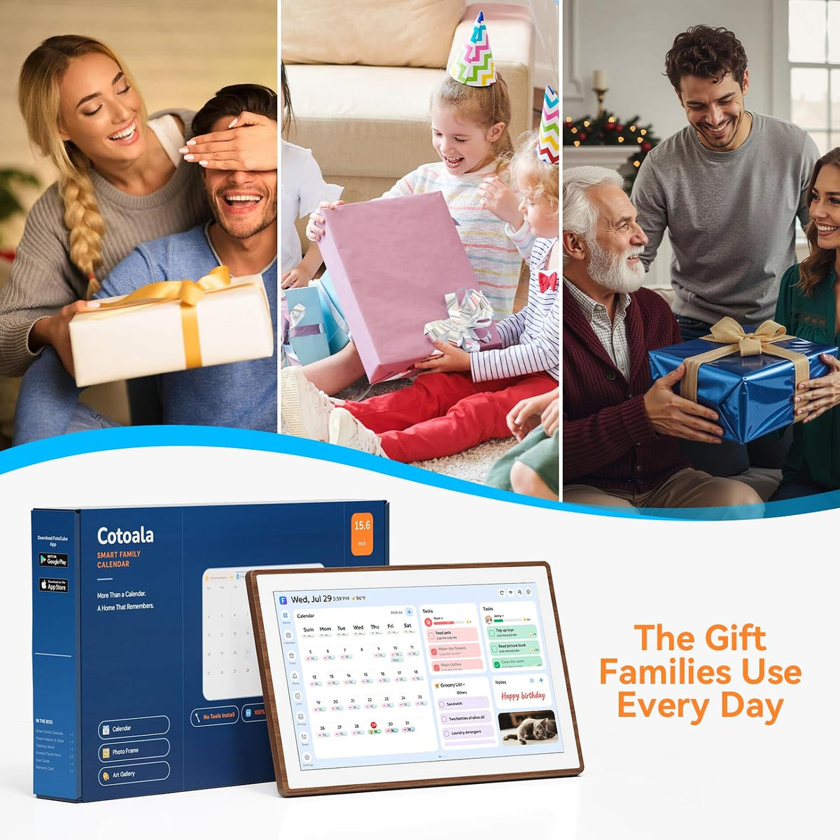 21.5" Smart Digital Calendar - Family Hub Planner (Walnut)