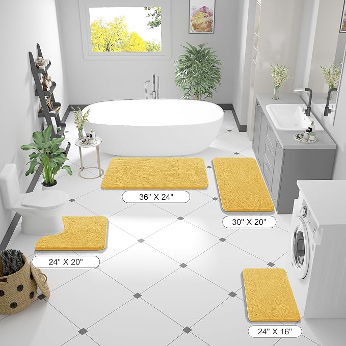OLANLY Bathroom Runner Rugs 47x24, Extra Soft Absorbent Chenille Bath Rugs