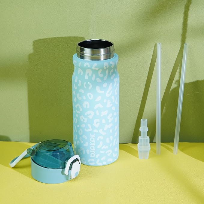 BJPKPK 18 oz Water Bottle with Straw & Handle, Insulated Stainless Flask | Leak