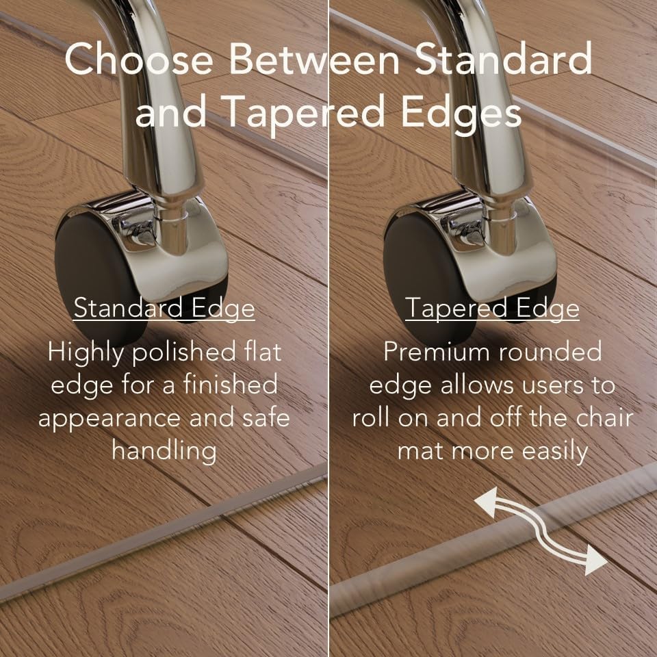Office Desk Glass Chair Mat - Clear Tempered Glass - Easy Glide - Protects Carpet and Hardwood Floors - 36" x 42"