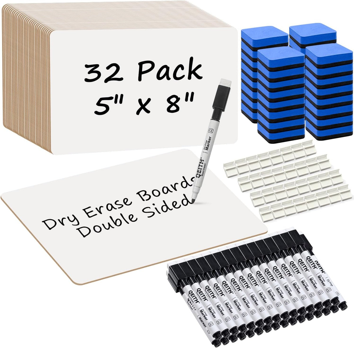 Mini White Boards 32 Pack, 5"x8" Double Sided Small Dry Erase Board