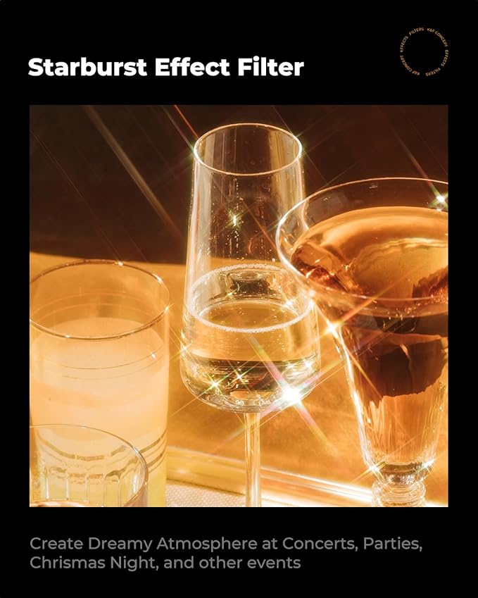 K&F CONCEPT 82mm Variable Star Filter Cross Screen Starburst Filter 4, 8 Points