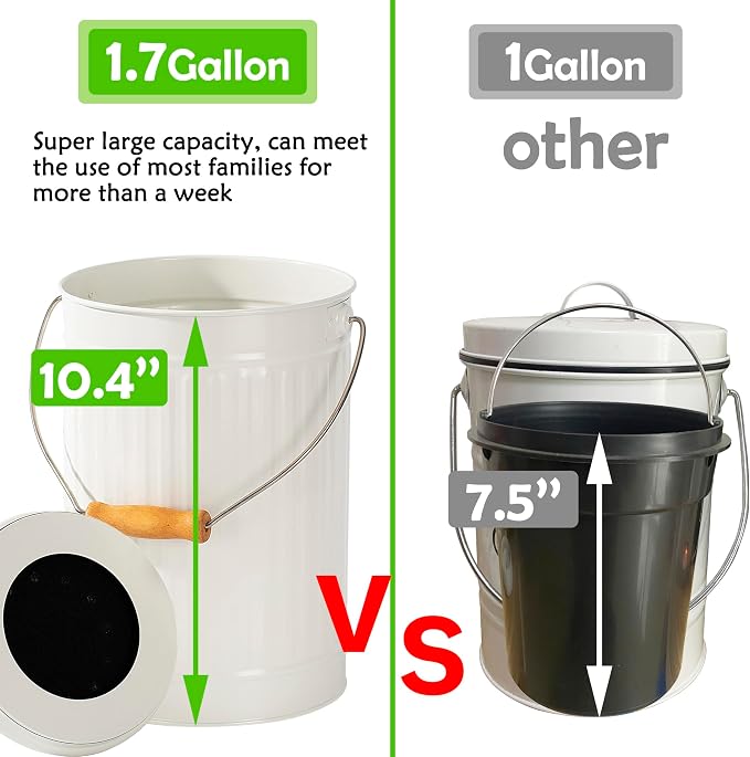 1.7 Gallon Kitchen Compost Bin, Indoor Countertop Compost Bin