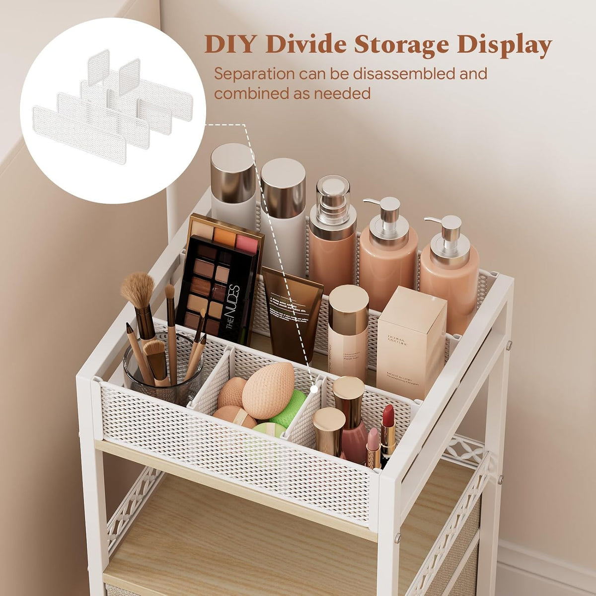 Plaviya Makeup Organizer Cart Under Desk Storage for Perfume Nail Skin Care