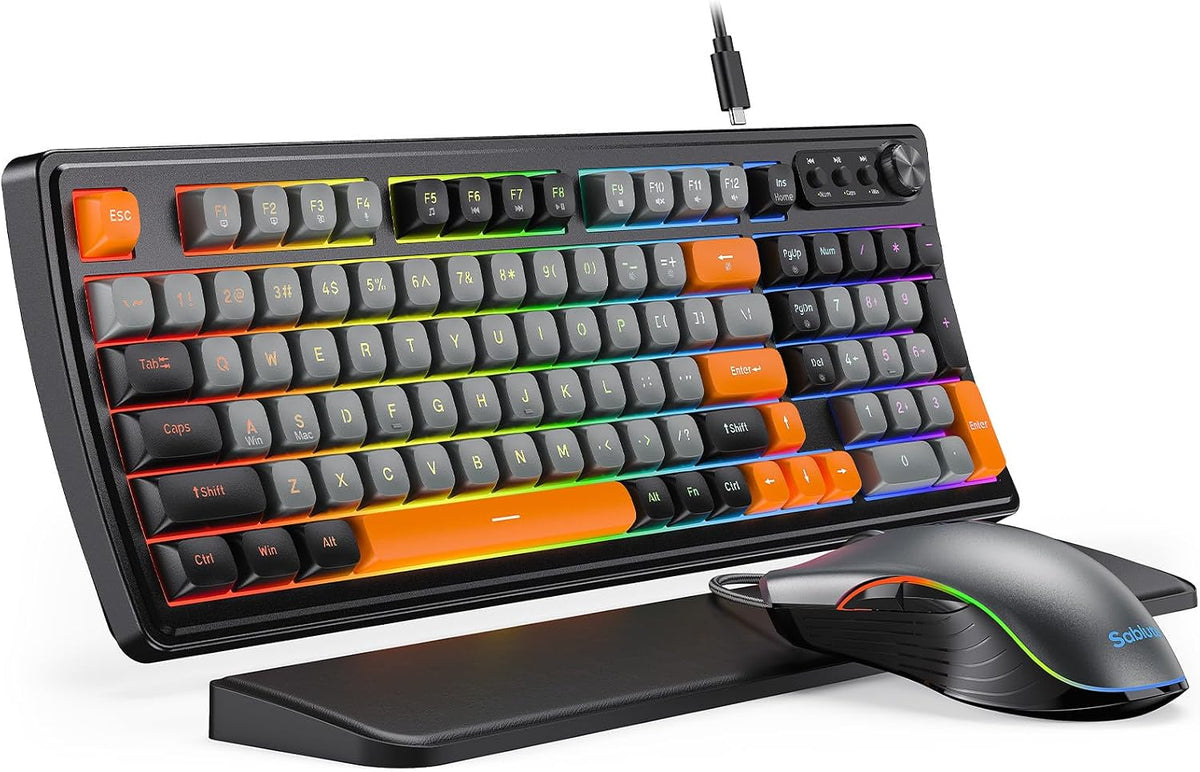 SABLUTE Gaming Keyboard and Mouse, Quiet Membrane with RGB Backlit