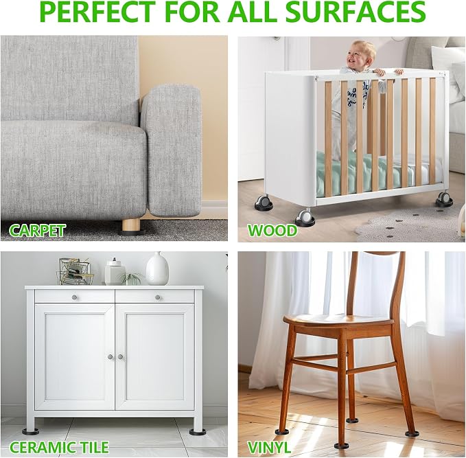 Furniture Coasters, Rubber Furniture Pads Non Slip Furniture Grippers, Bed