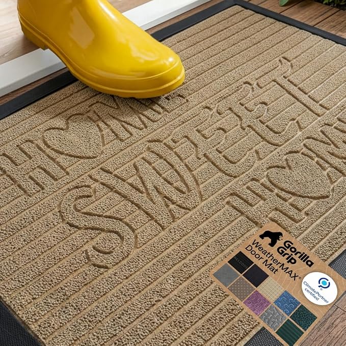 GORILLA GRIP 100% Waterproof All-Season WeatherMAX Doormat 35x23, US Designed