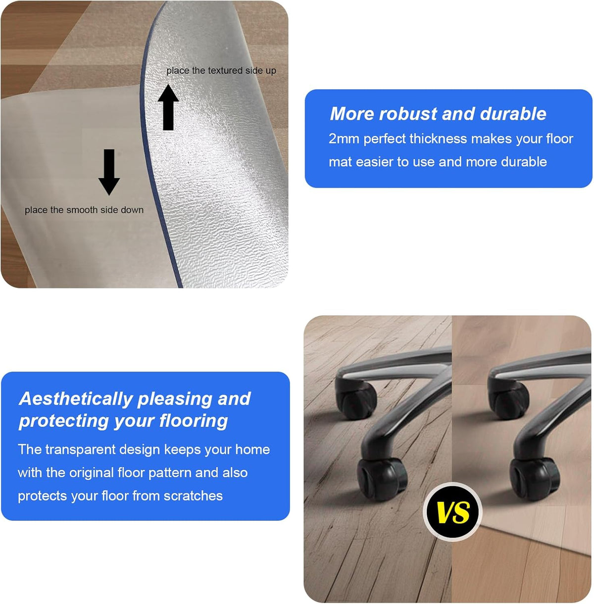Azadx Office Chair Mat for Hardwood Floor Clear Chair Mat for Easy Glide