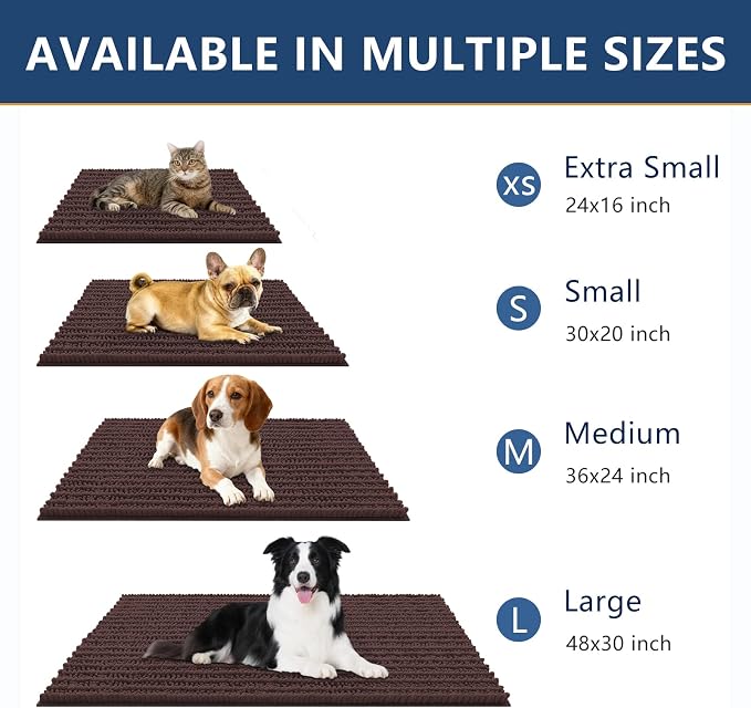 Smiry Dog Door Mat for Muddy Paws 47x24, Absorbent Dirt Trapper, Non-Slip