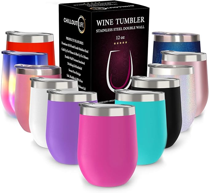 CHILLOUT LIFE 12 oz Stainless Steel Wine Tumbler