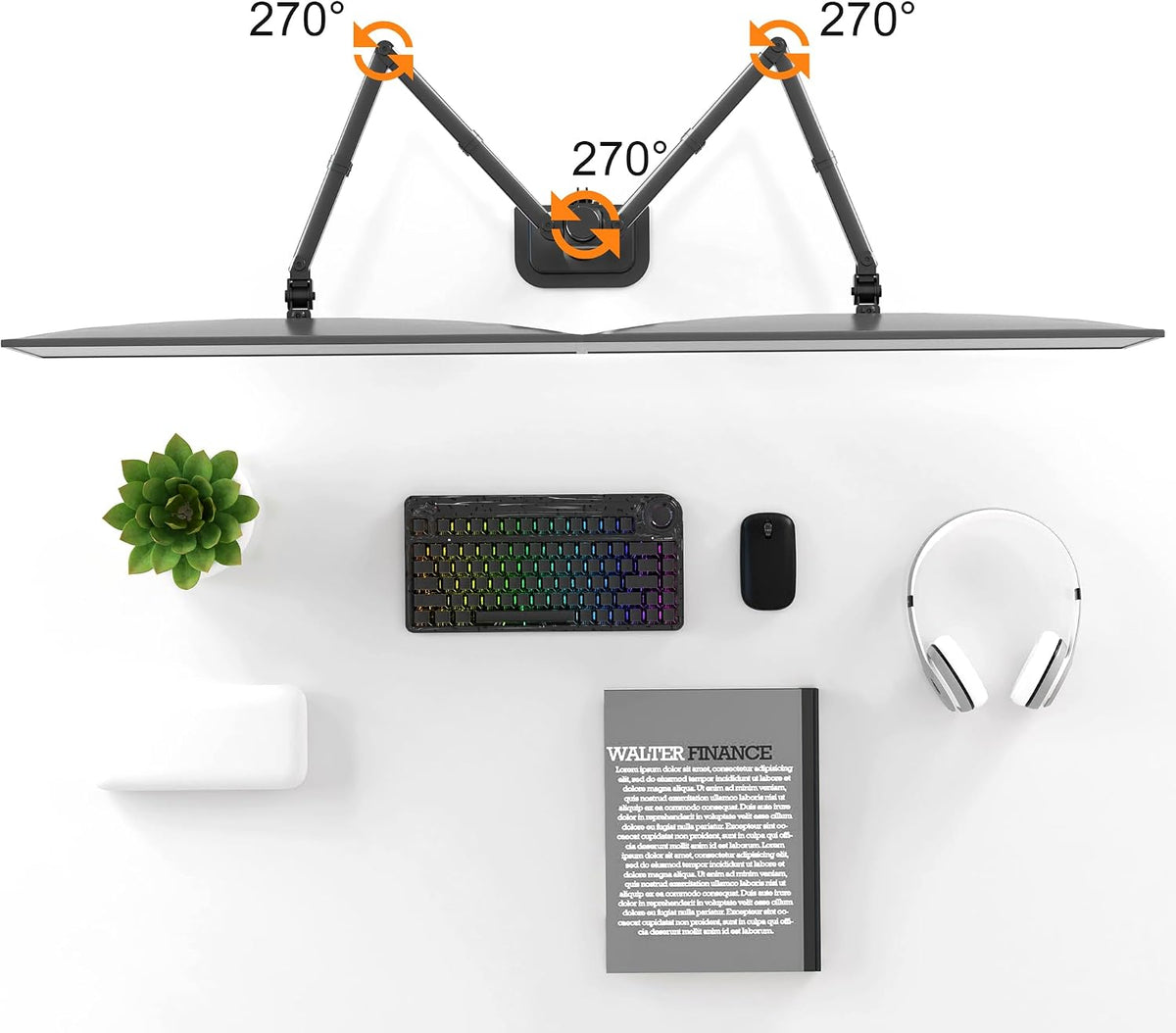 Pholiten Dual Monitor Mount for up to 42Inches, Supports 22 lbs Each