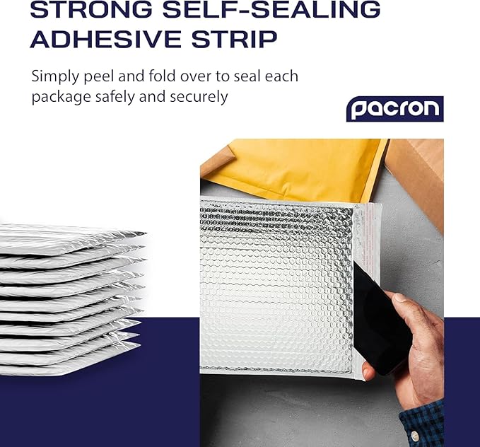 500-Pack Insulated Silver Thermal Bubble Mailers 6.5 x 11 - Waterproof Metallic Foil Self-Sealing Padded Envelopes for Cold Shipping, Perishables, Food, Cosmetics, Pharmaceuticals