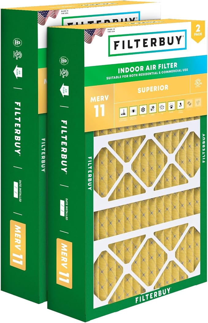 Filterbuy 15.75x27.63x3.50 Air Filter MERV 11 Superior Pet & Allergy Defense