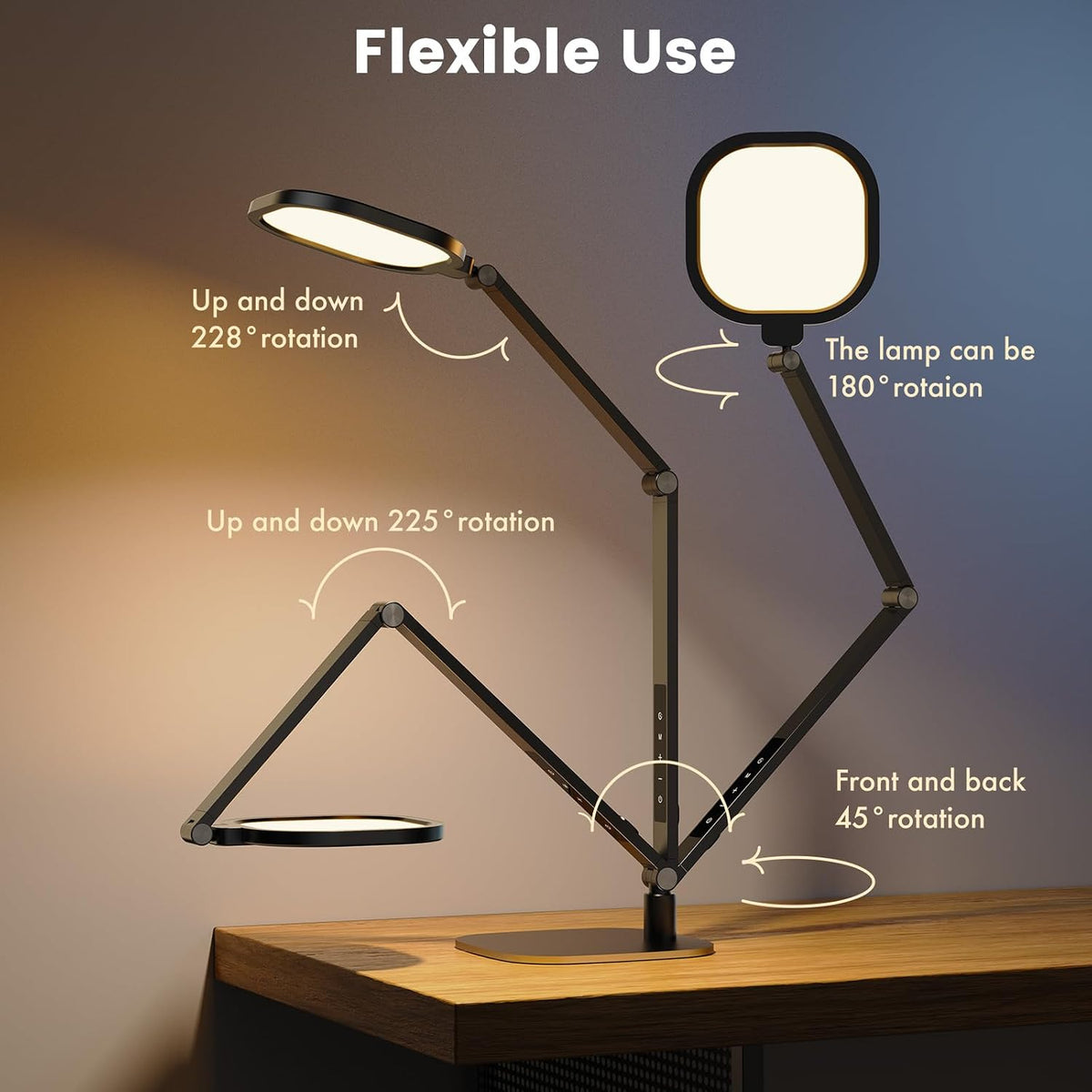 LitONES 2 Packs LED Desk Lamp for Home Office, 15W Desk Light with CRI 97.8