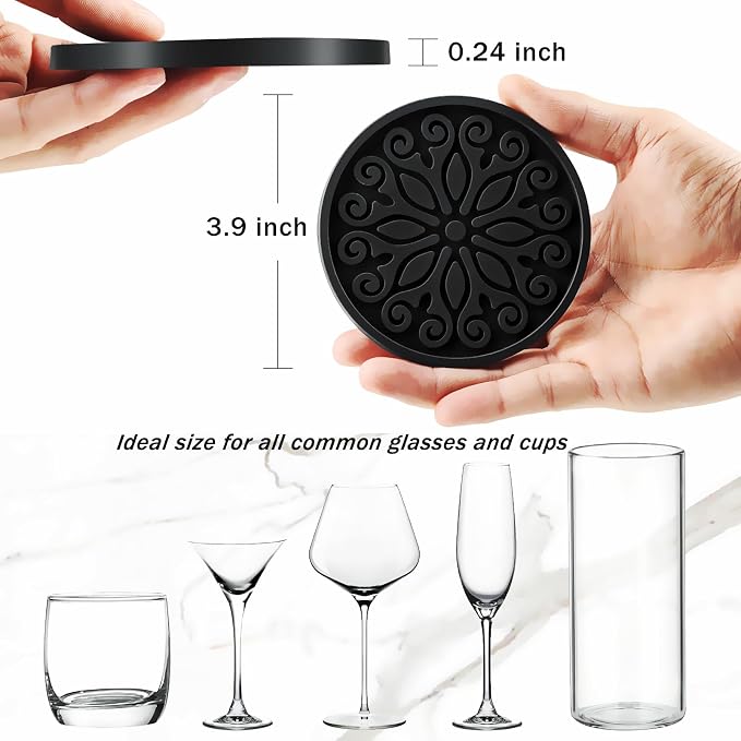 Silicone Coasters for Drinks, Resistant Reusable Drink Coasters-Great Gift for