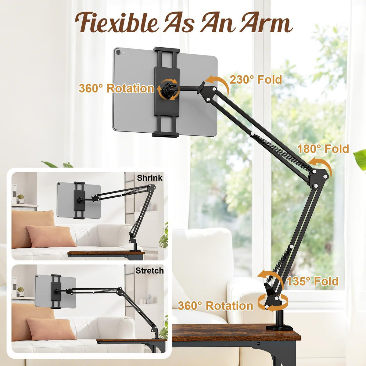 Floor Kindle Phone Tablet Stand with End Table for Overhead Bed,Counch