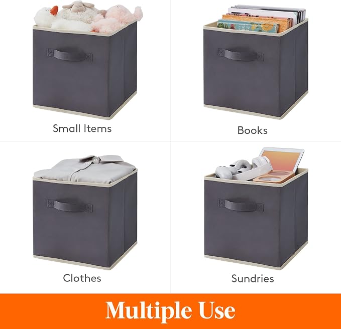 Lifewit Collapsible Fabric Storage Cubes Bins Set 13 Inch, Foldable Cubby