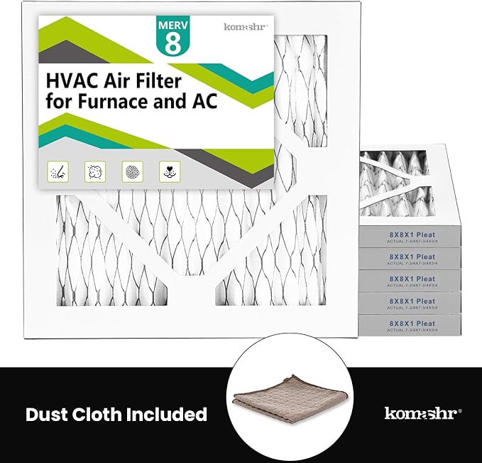 6pack 8x8x1 Air Filter MERV 8, HVAC/Furnace AC Filter Replacement, Dust