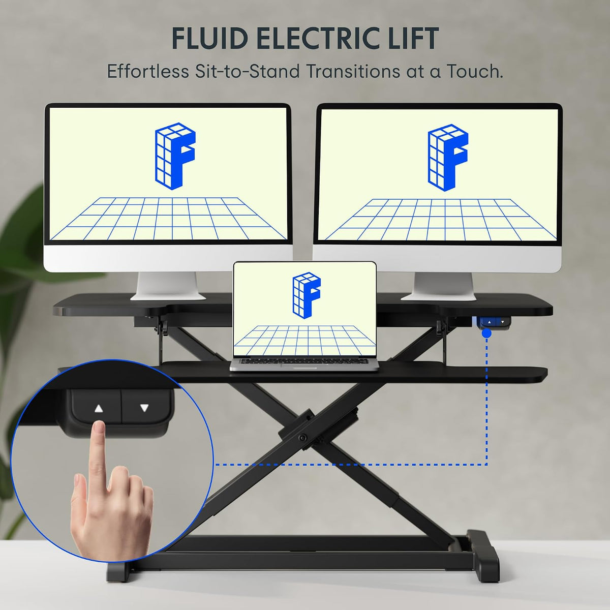 FLEXISPOT 36" Electric Standing Desk Converter, Black