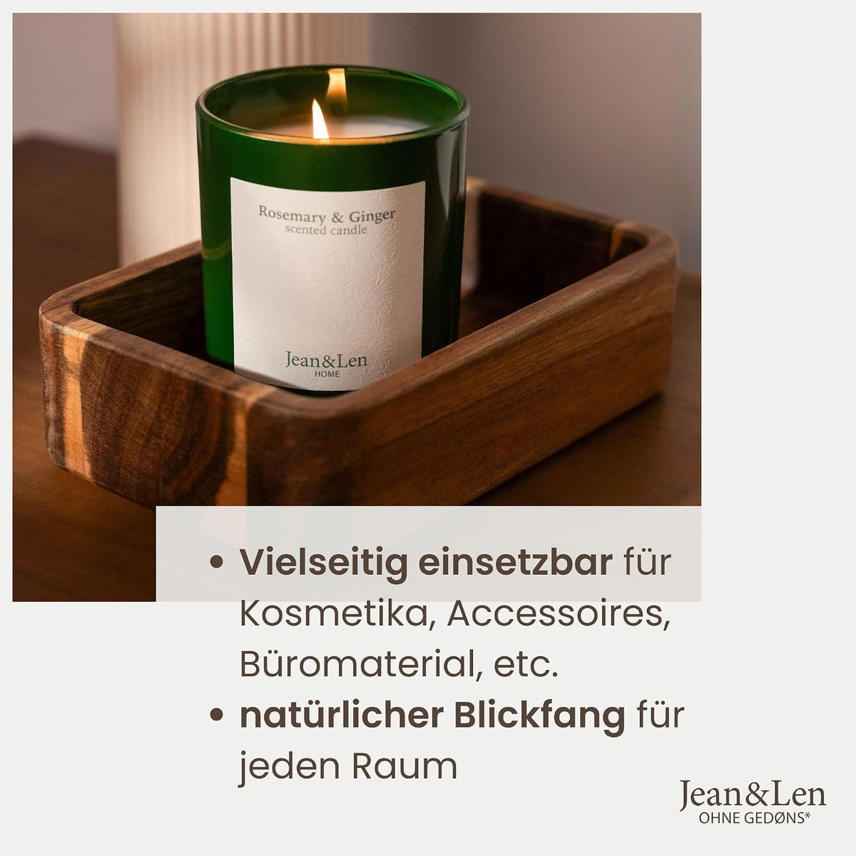 Jean & Len Wooden Organiser Made of Acacia Wood, 18 x 12 x 5 cm
