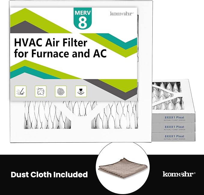 4pack 8x8x1 Air Filter MERV 8, HVAC/Furnace AC Filter Replacement, Dust