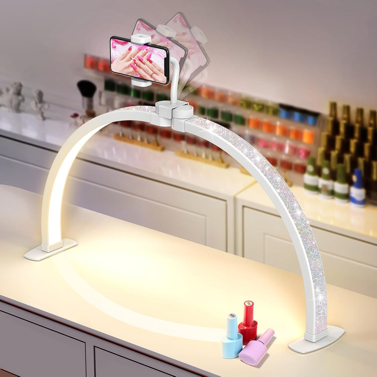 Yokilly Half Moon Light for Nail Desk: 29" Foldable Nail Light for Desk