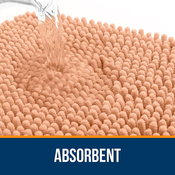 OLANLY Bathroom Rugs 35x24, Extra Soft Absorbent Chenille Bath Rugs, Rubber