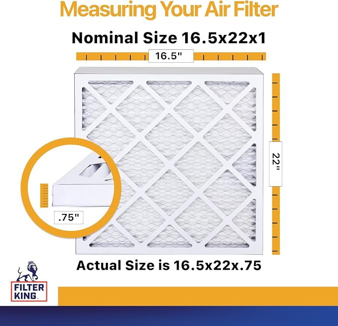 Filter King 16.5x22x1 Air Filter | 6-PACK | MERV 13 HVAC Pleated A/C Furnace