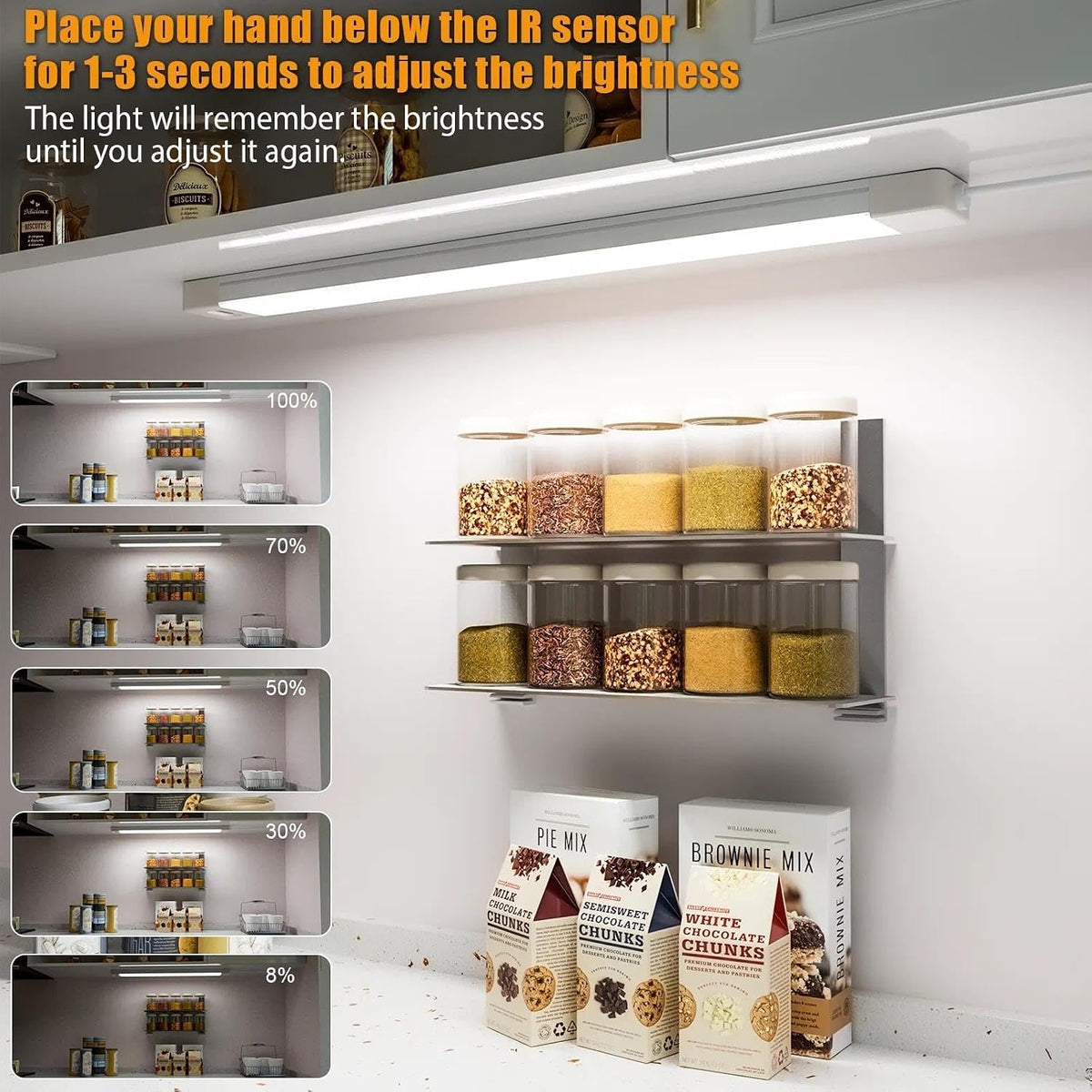 MYPLUS 24 Inch Under Cabinet Lights with Hand Wave,Plug and Play