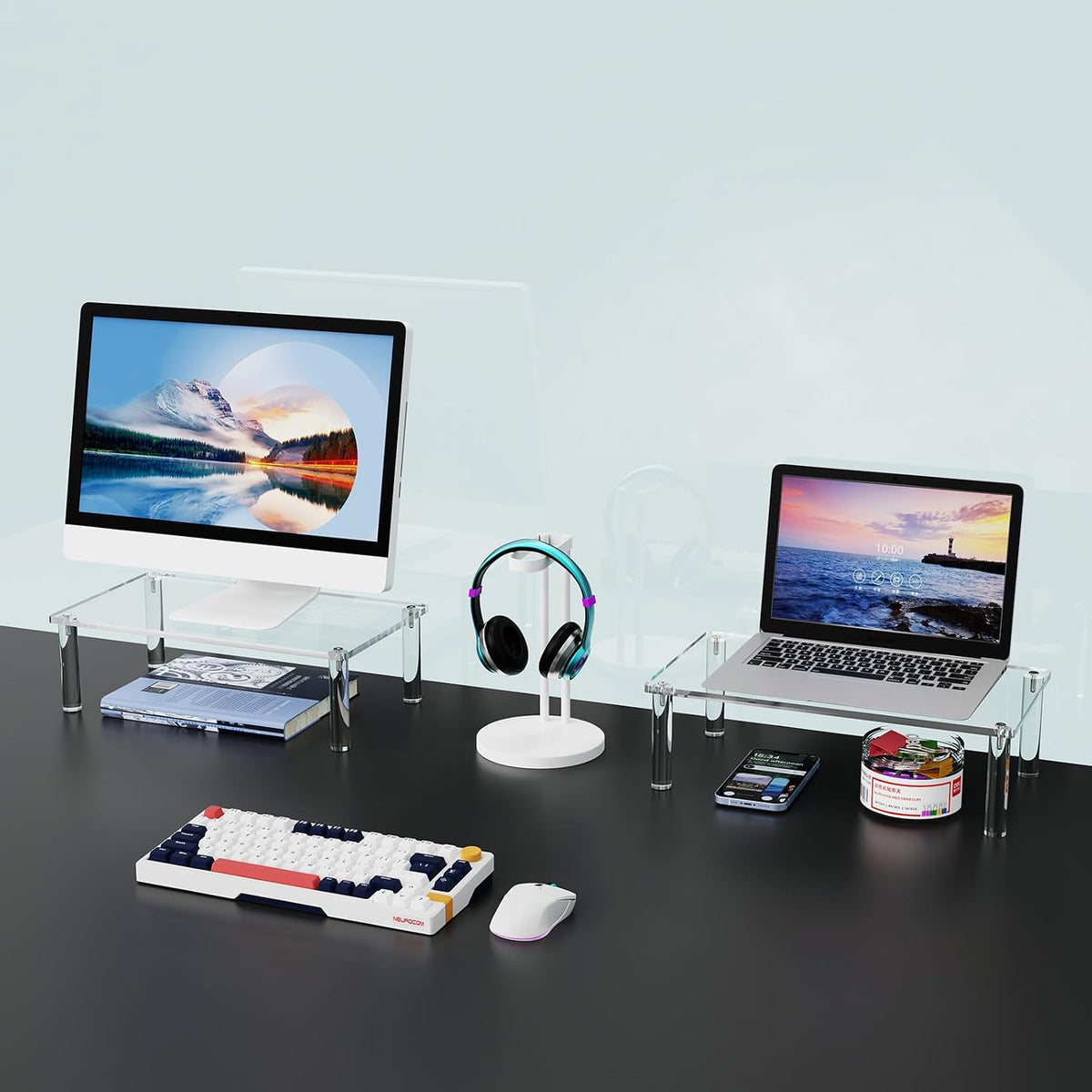 Acrylic Monitor Stand Riser 23.6X7.8" Clear Computer Laptop Stand Riser