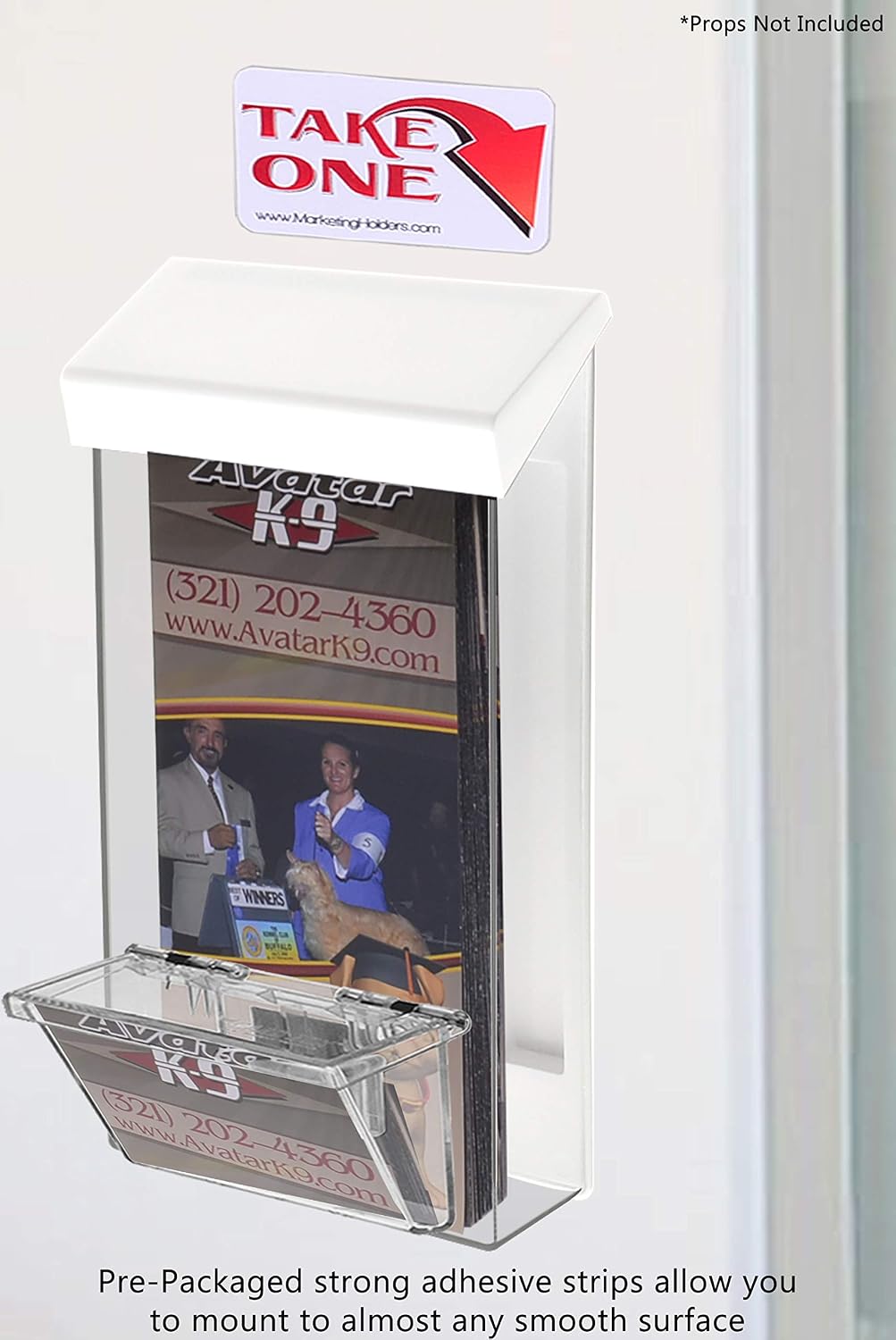 Marketing Holders Outdoor Brochure Holder for 4" x 9" Rack Cards and 3.5" x 2" with White Lid Wall Mount Outside Bin Business Cards Signs or Real Estate Box for Literature Clear Acrylic