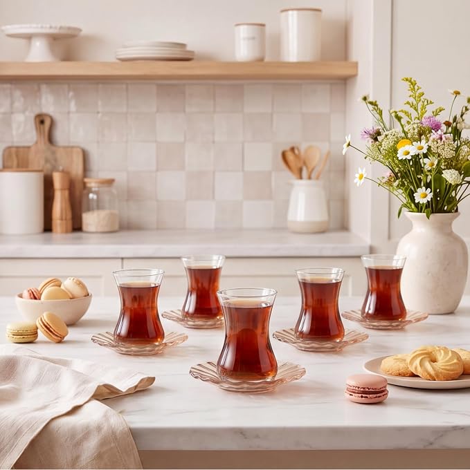 Karaca Luna 12-Piece Turkish Tea Cups