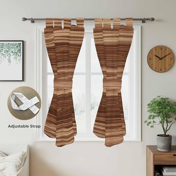 Brown Western Bedroom Curtains 72 Inch Length, Window Curtains Tab Top