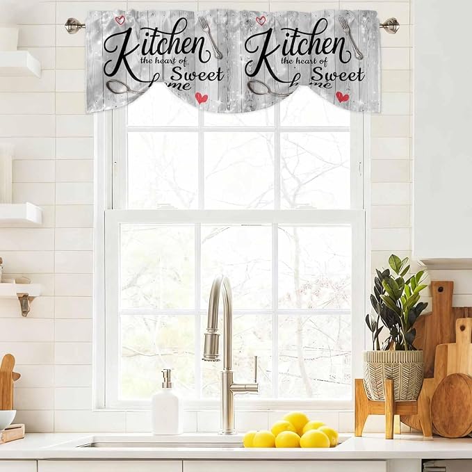 Kitchen Knife Fork Tie Up Valance Curtains