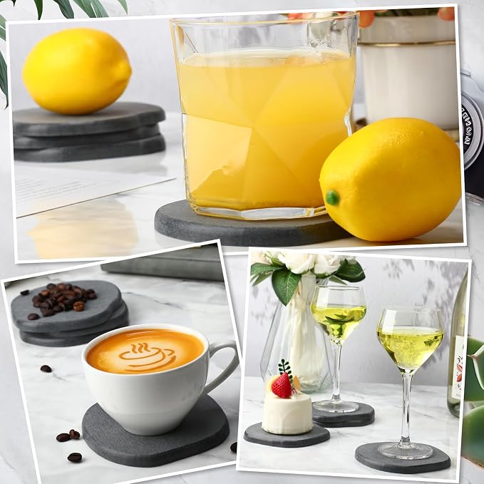 Diatomaceous Earth Coasters Set of 8，Cool Absorbent Quick-Dry Drink Coasters