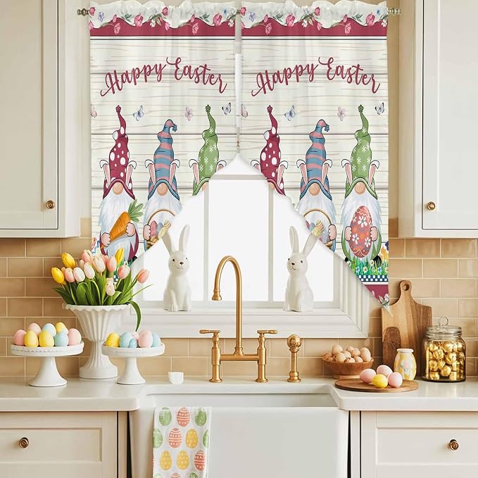Swag Curtain, Happy Easter Gnomes