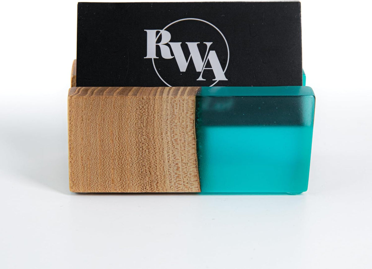 RWA Business Card Holder for Desk - ELEMENT aqua/dark