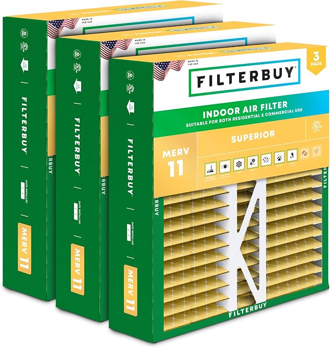 Filterbuy 20x20x5 Air Filter MERV 11 Superior Pet & Allergy Defense, Pleated