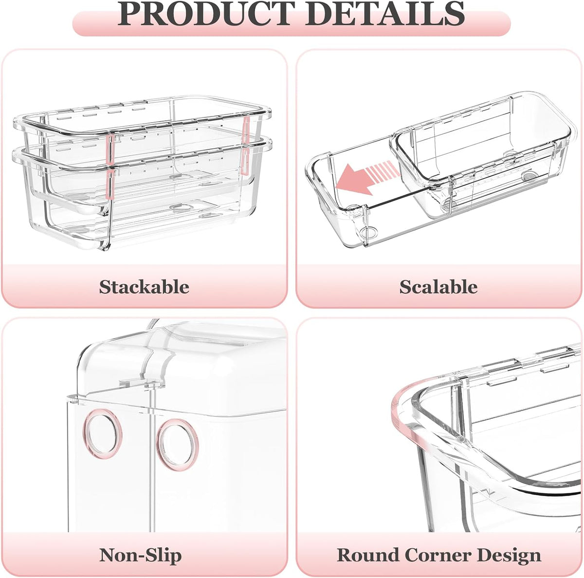 DILIBRA 12 Pcs Clear Extendable Drawer Organizer, Adjustable Drawer Storage