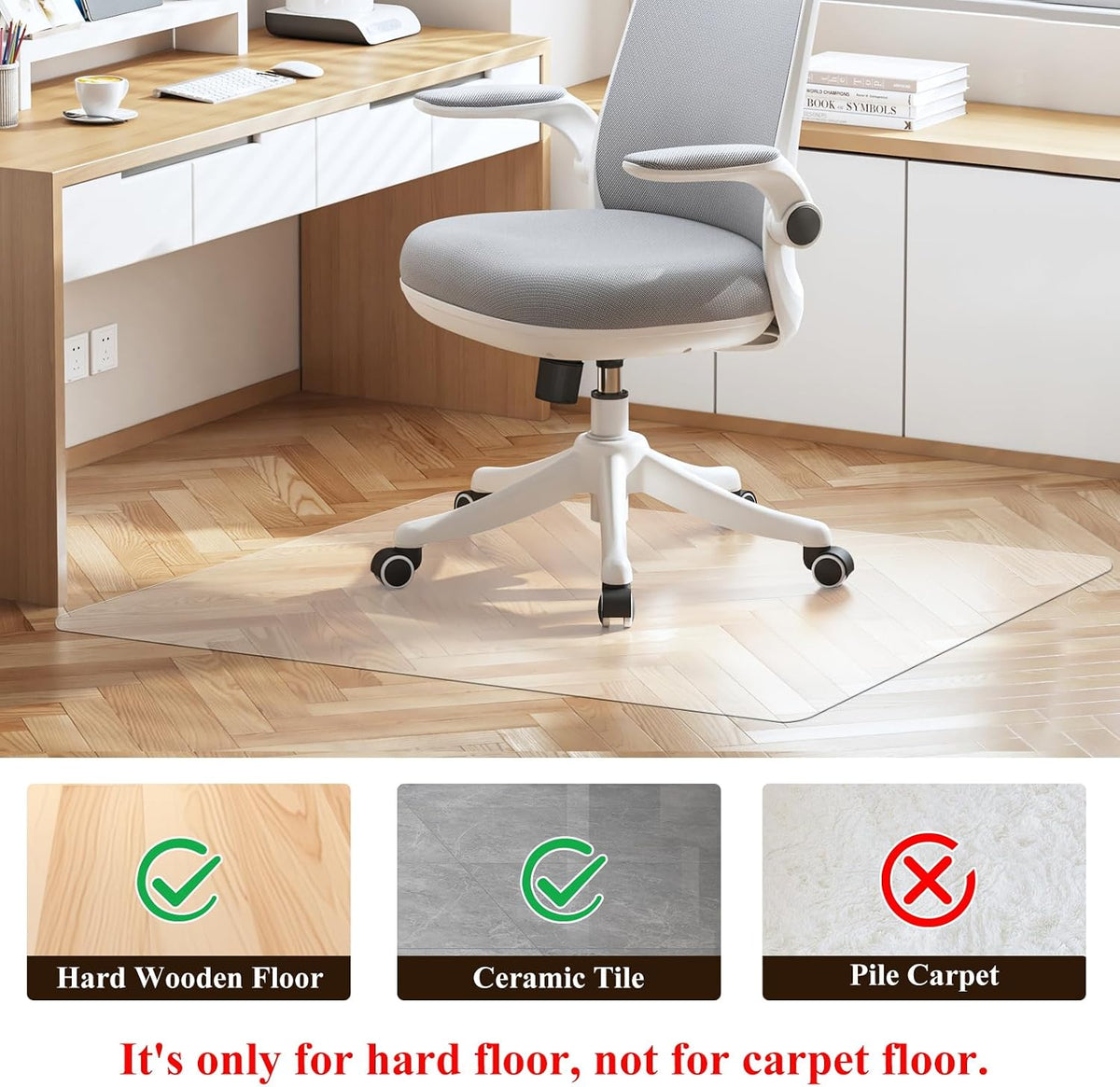 Large Office Chair Mat for Hard Floors - 59''x47'',Heavy Duty Clear Wood/Tile Floor Protector PVC Transparent by SHAREWIN
