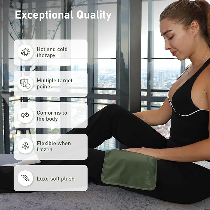 Medium Flexible Gel Ice Packs for Injuries Reusable - Soft Hot and Cold Packs for Injuries for Ankle, Arm, Foot, Leg, Back Pain Relief - 8" x 12" - Green
