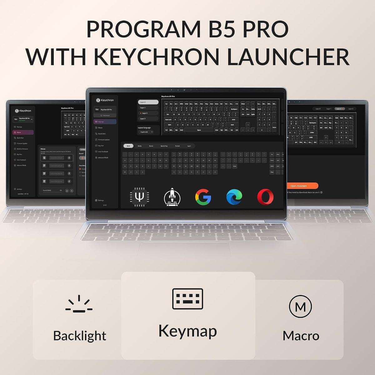Keychron B5 Pro Ultra-Slim Full-Size Wireless Keyboard, 112-Key Layout with Number Pad, 2.4 GHz Bluetooth 5.2 USB-C, 1000 Hz Polling, Launcher, 300 Hours Working Time, Mac Windows Linux - Ivory White