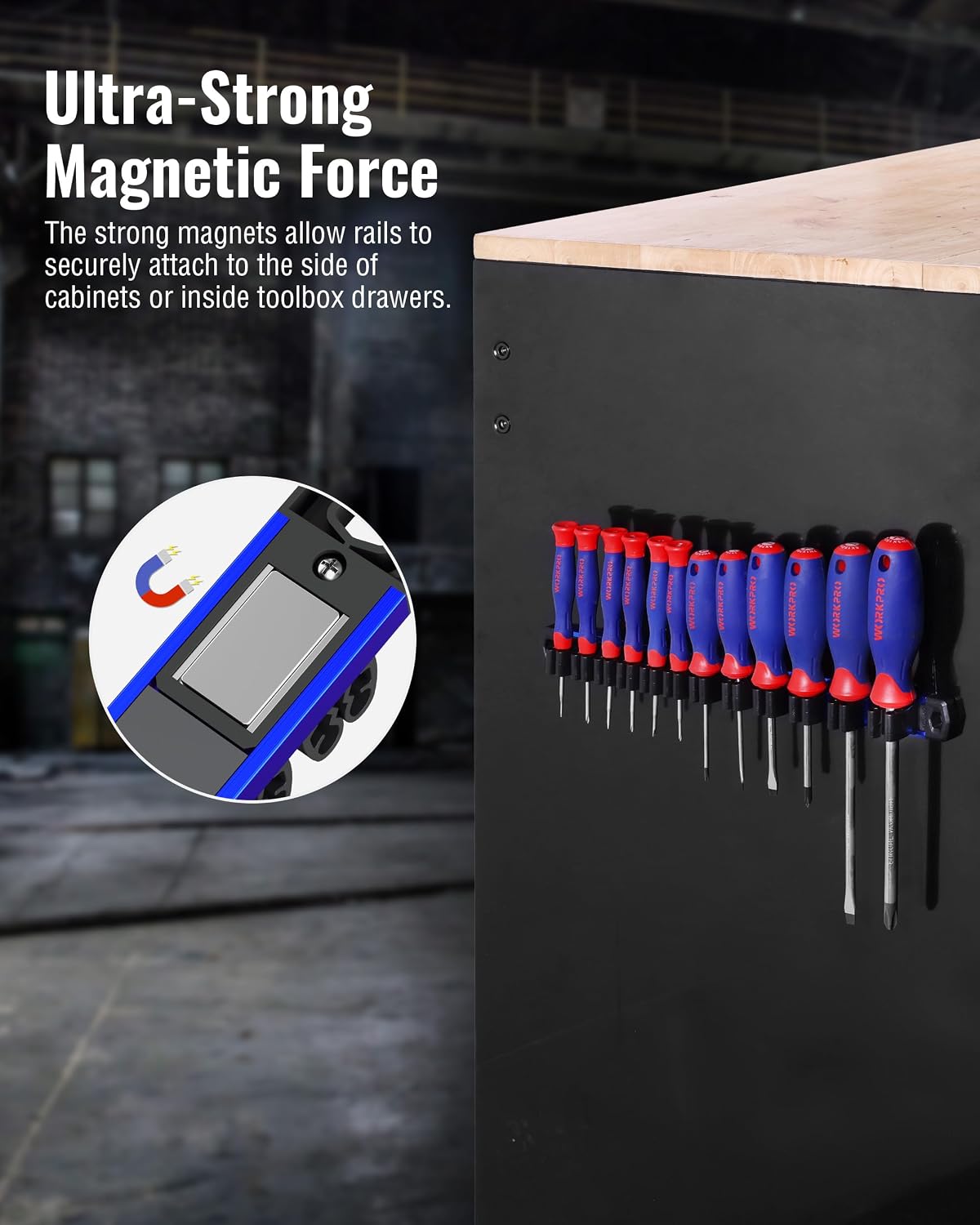 WORKPRO Magnetic Screwdriver and Wrench Organizer Set, 36-Slot Tool Holders